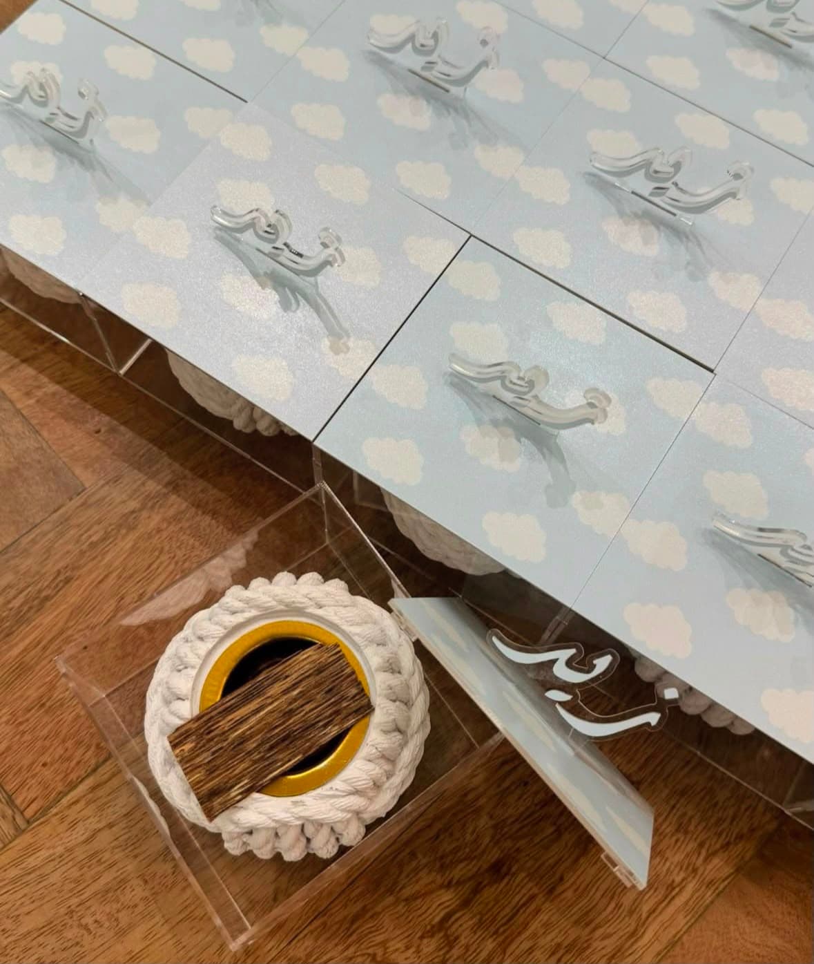 Ivory presentation box with gold detail